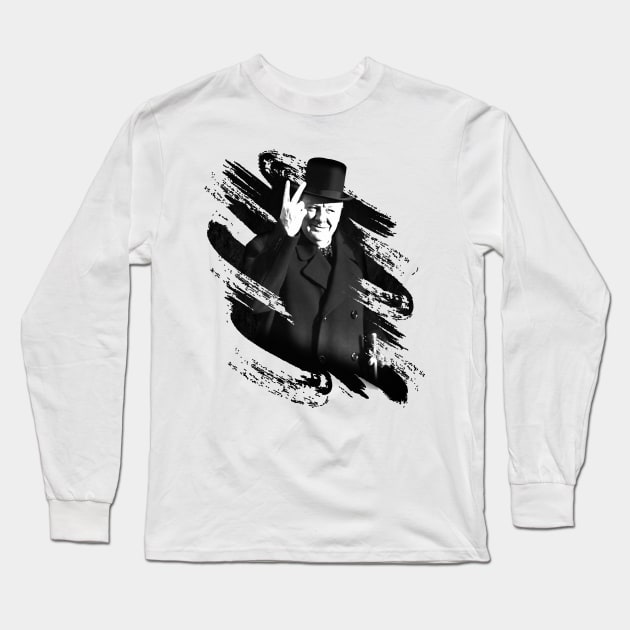 Winston Churchill. Black and white Long Sleeve T-Shirt by CrimsonsDesign